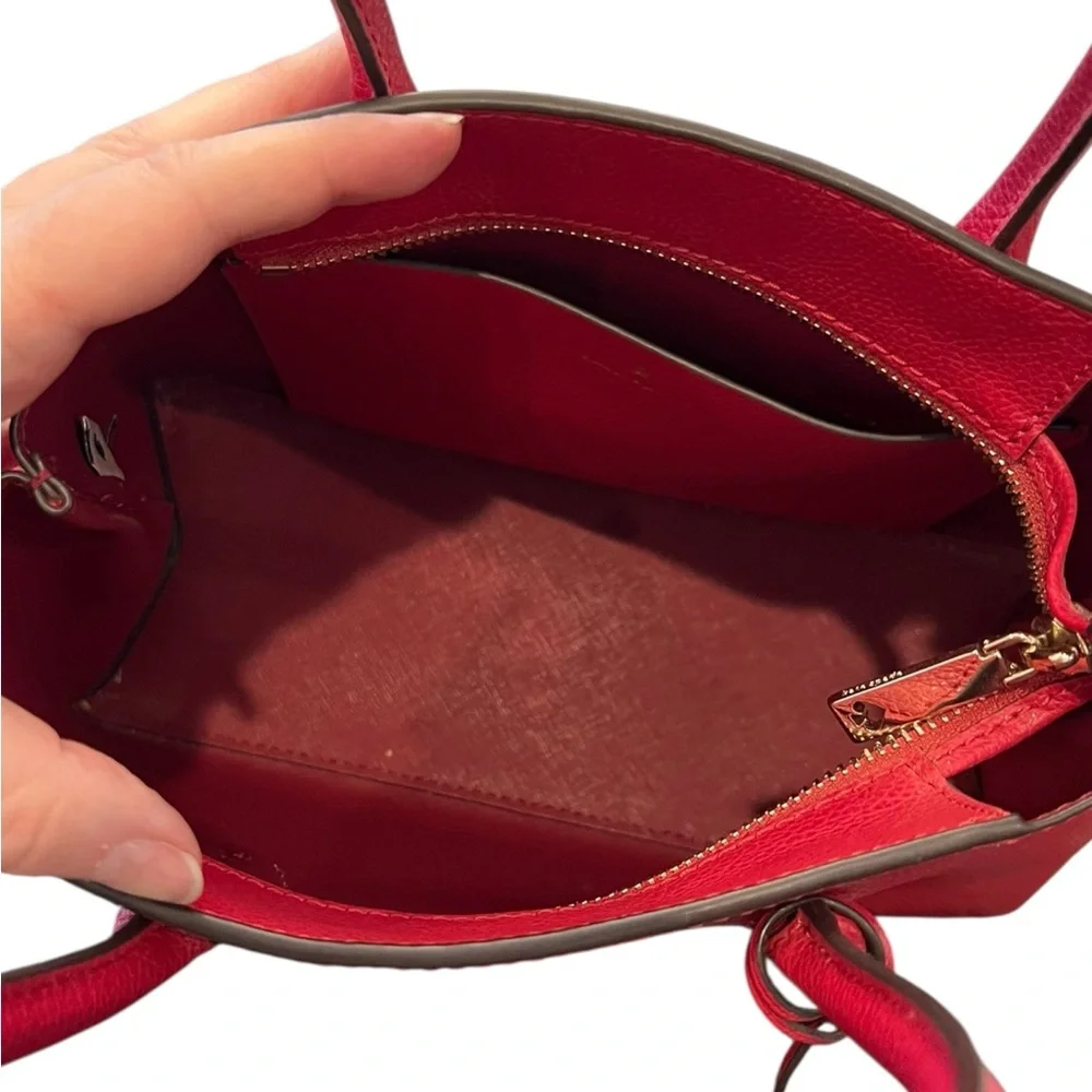 Kate Spade Eva Small Satchel Crossbody Bag‎ + Wallet Red Pebbled Leather Gold